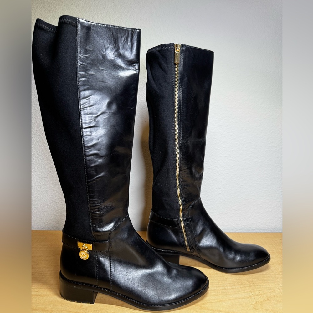 Michael Kors Hamilton Knee High Women Leather Black Knee High Boot